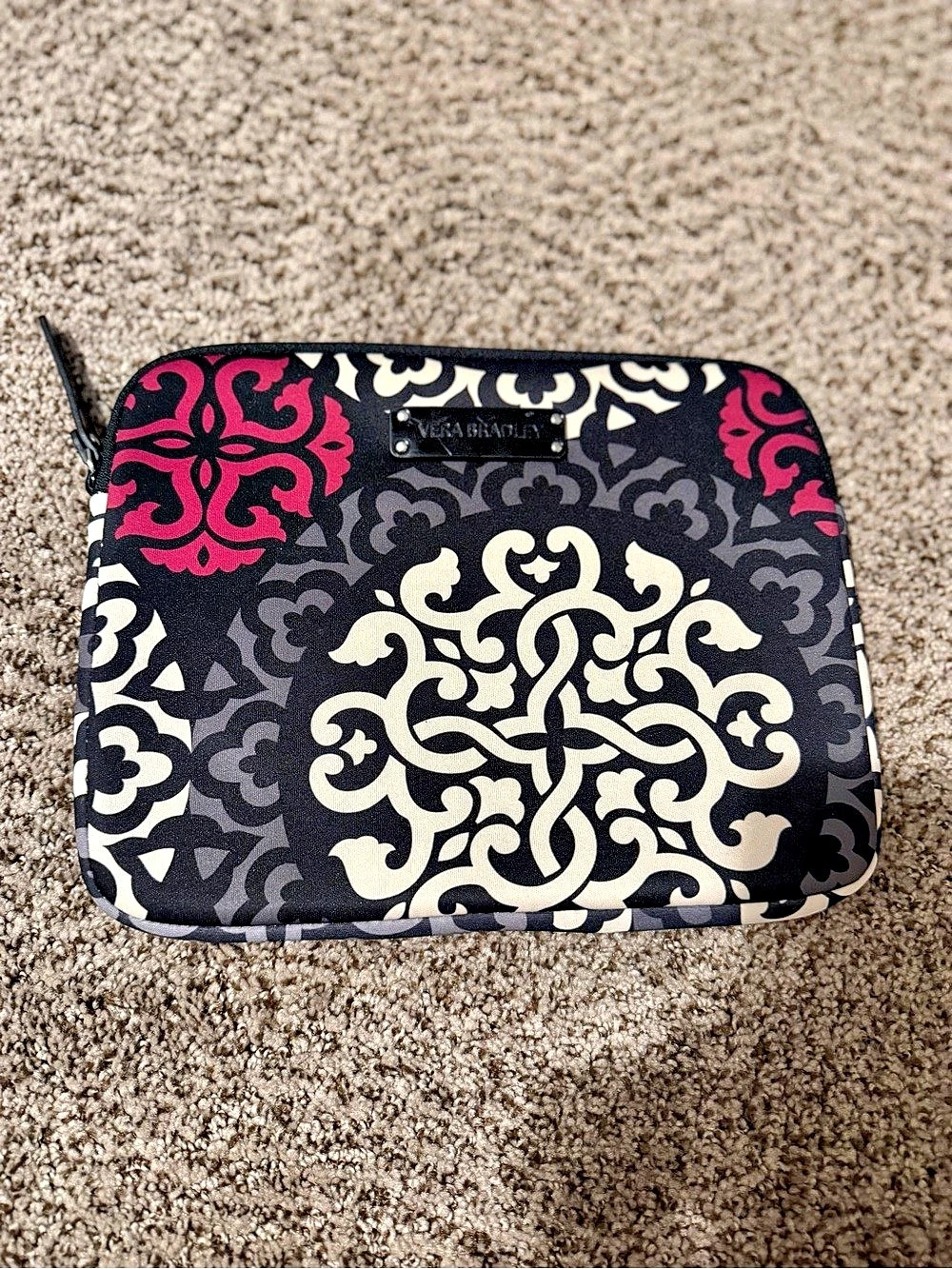 Vera Bradley Floral Cosmetic Bag in Black & Pink Like New